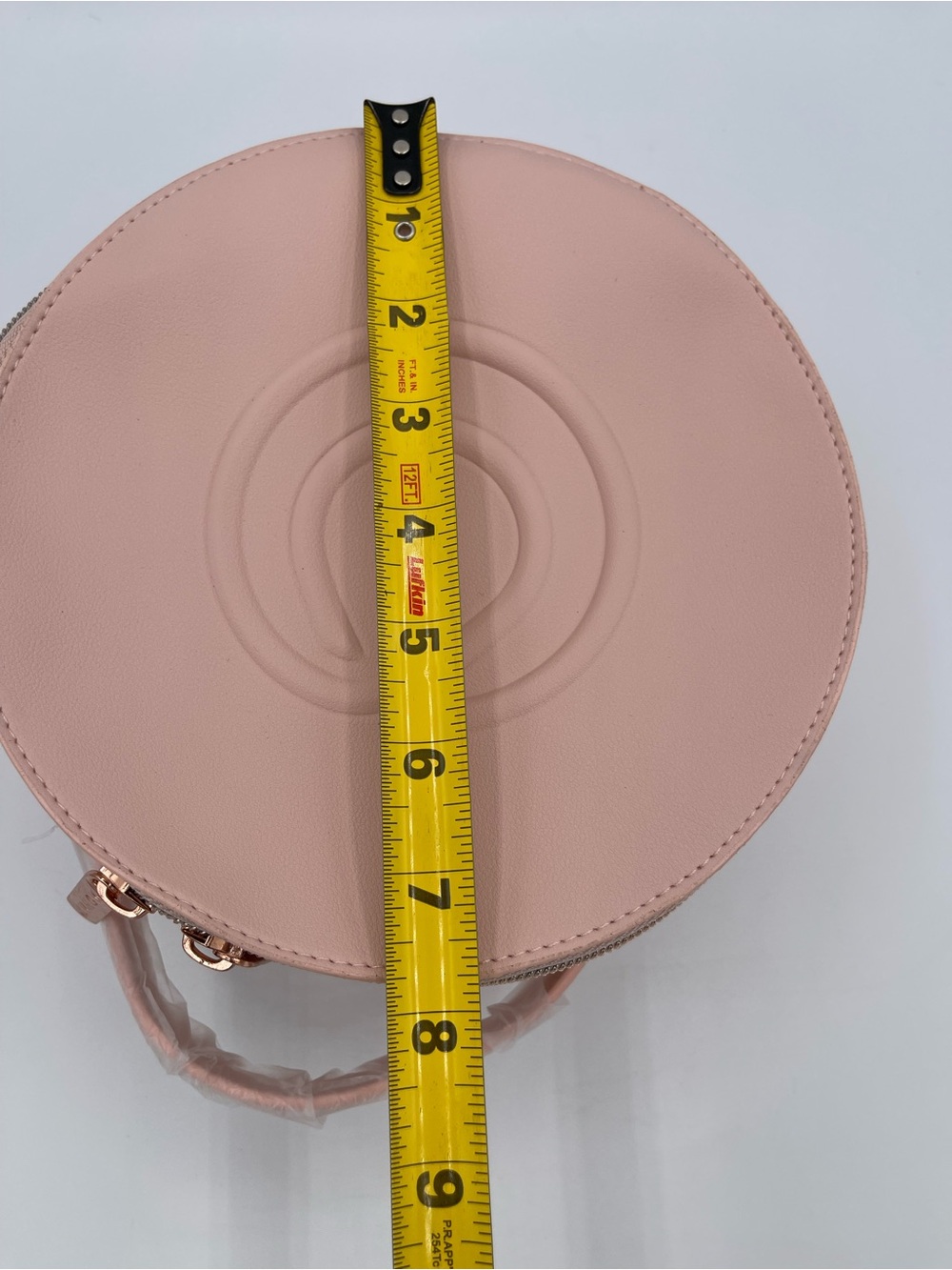 Monster Round Pink Leatherette Vanity Bag with Rose Gold Hardware - Picture 4 of 7